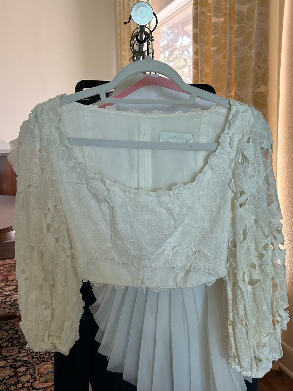 Zimmerman | Raie Lace Flower Crop Top | White